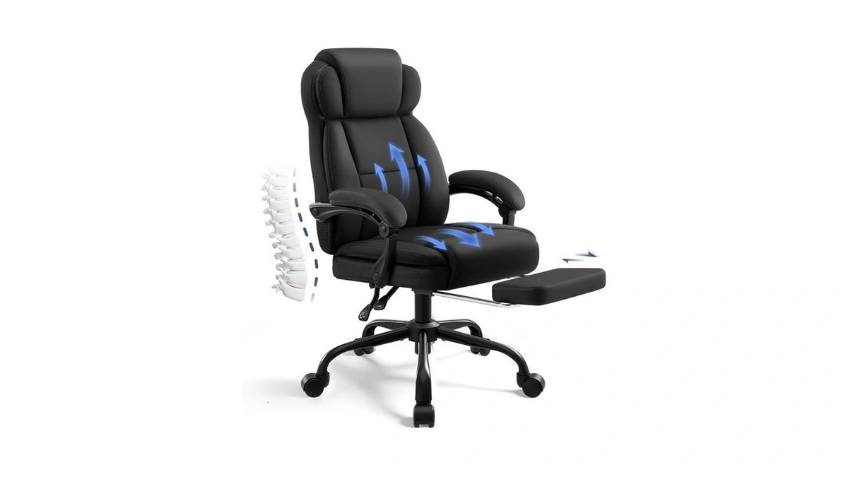 Areshark Ergonomic Office Chair With Footrest,pu Leather Executive Desk Chair