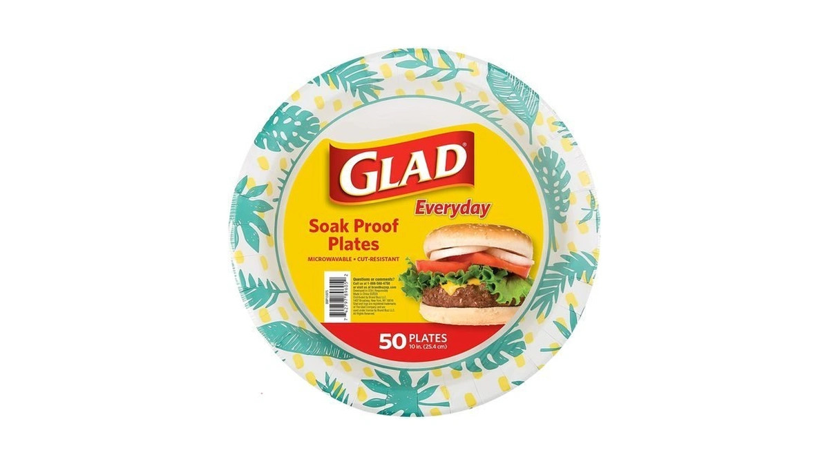 Glad Round Disposable Paper Plates, Palm Leaves Pattern, 10 Inch,