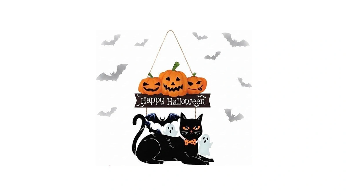 Halloween Decoration: Ghost Wood Door Sign, Spooky Wreath For Wall