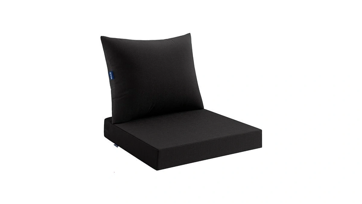 Miulee Black Outdoor Chair Cushion 22x22 Inch For Patio Furniture