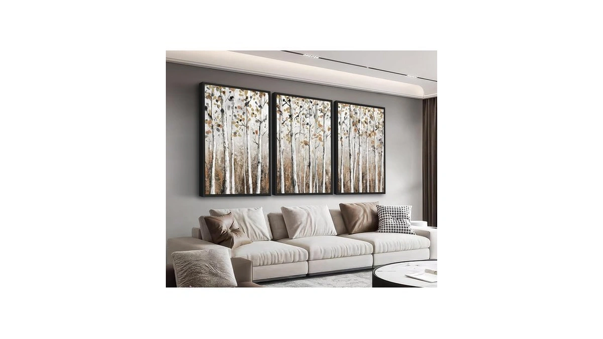 Large Framed Tree Wall Art, Abstract Birch Forest Decor, 16"x24"
