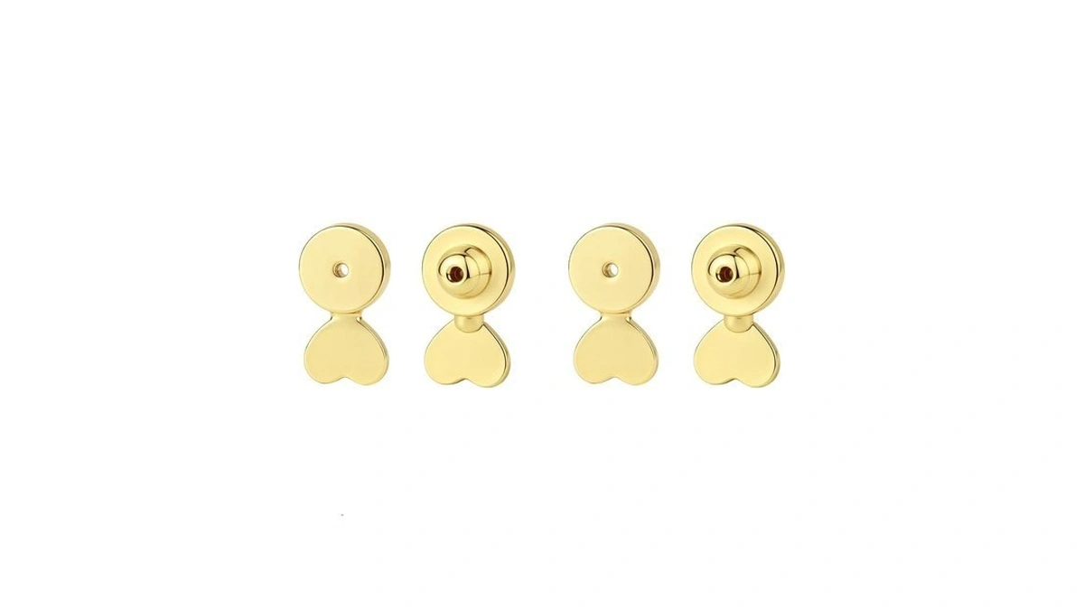 Earring Lifters For Droopy Ears, Heart Shape, Metal, Gold, 04g