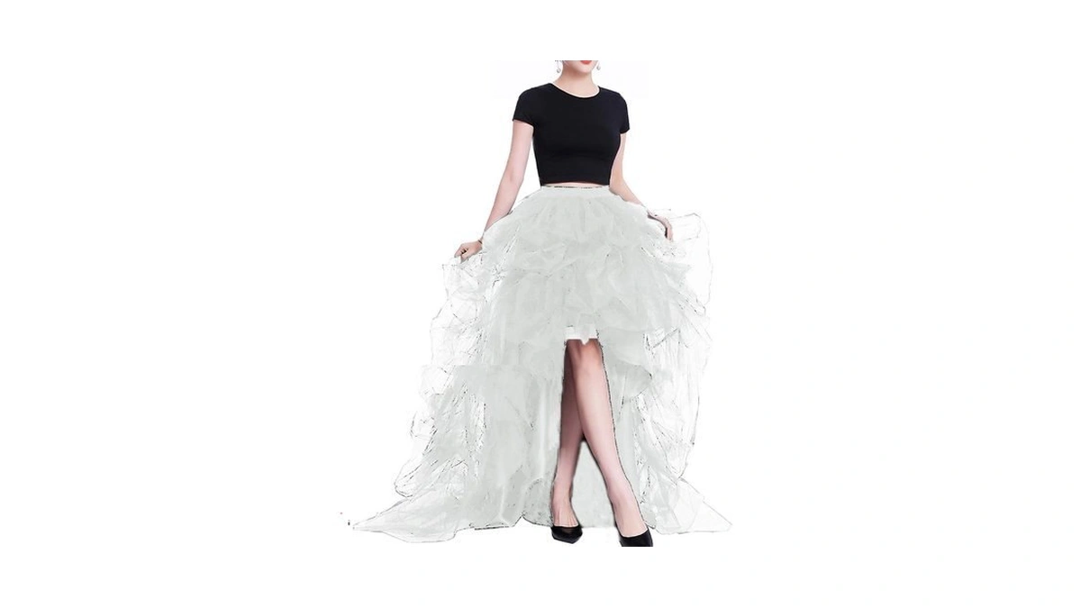 Lisong Women High Waist High Low Layered Tulle Floor Length