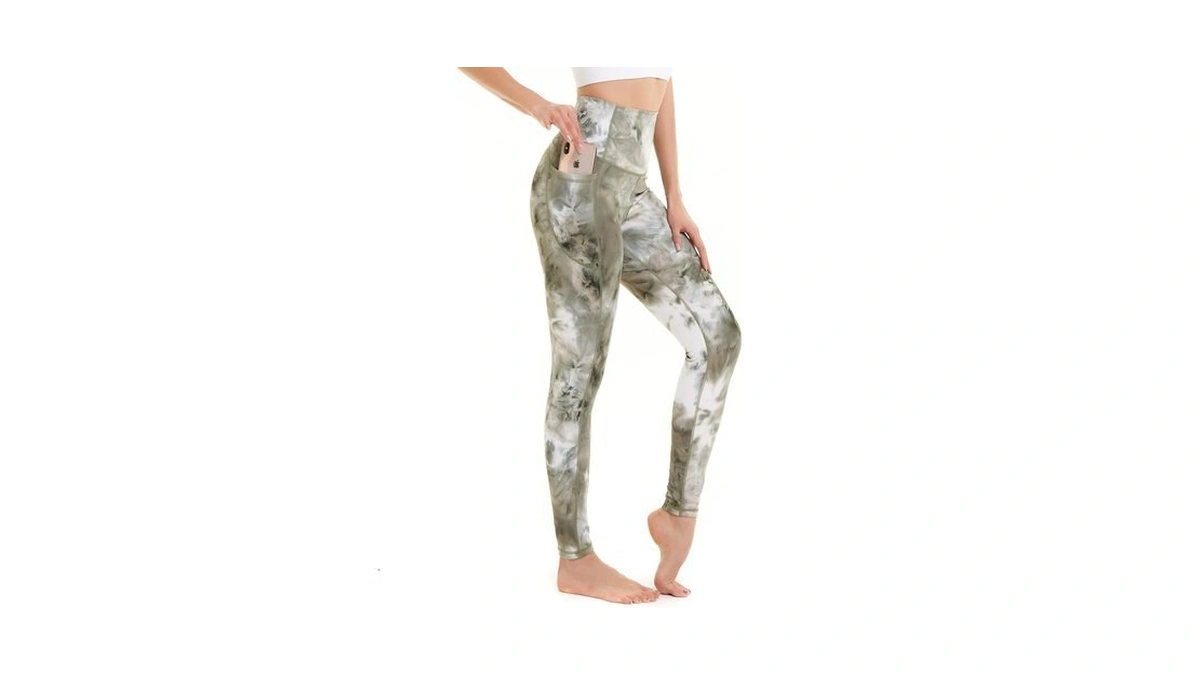 Iniber Womens High Waisted Yoga Pants With Pockets, Tie Dye