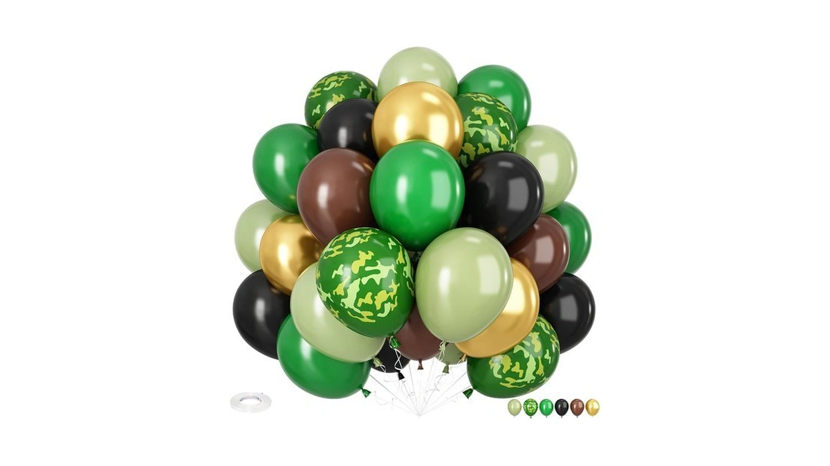 Green Brown Balloons, 12 Inch Camo Sage Green And Brown
