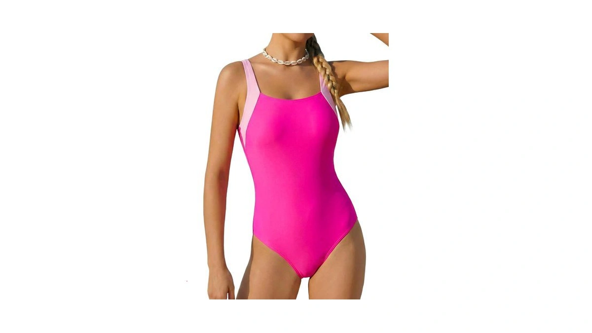 Belovance Girls Swimsuits One Piece Bathing Suit Solid Color Blocking
