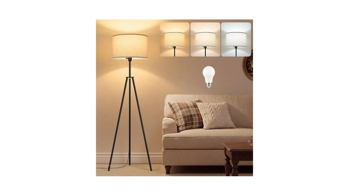 Tripod Floor Lamp With 3-cct Bulb, Mid Century Tall Standing