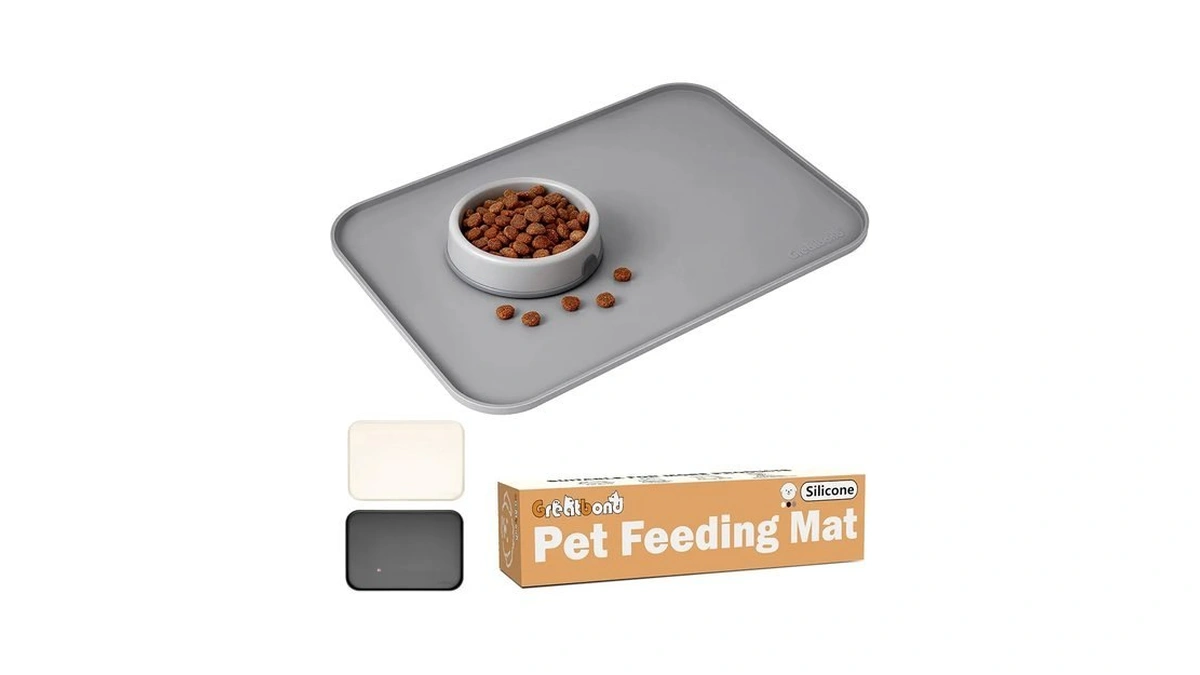 Greatbond 100% Waterproof Silicone Pet Feeding Mat,warped Resistant Raised Edge