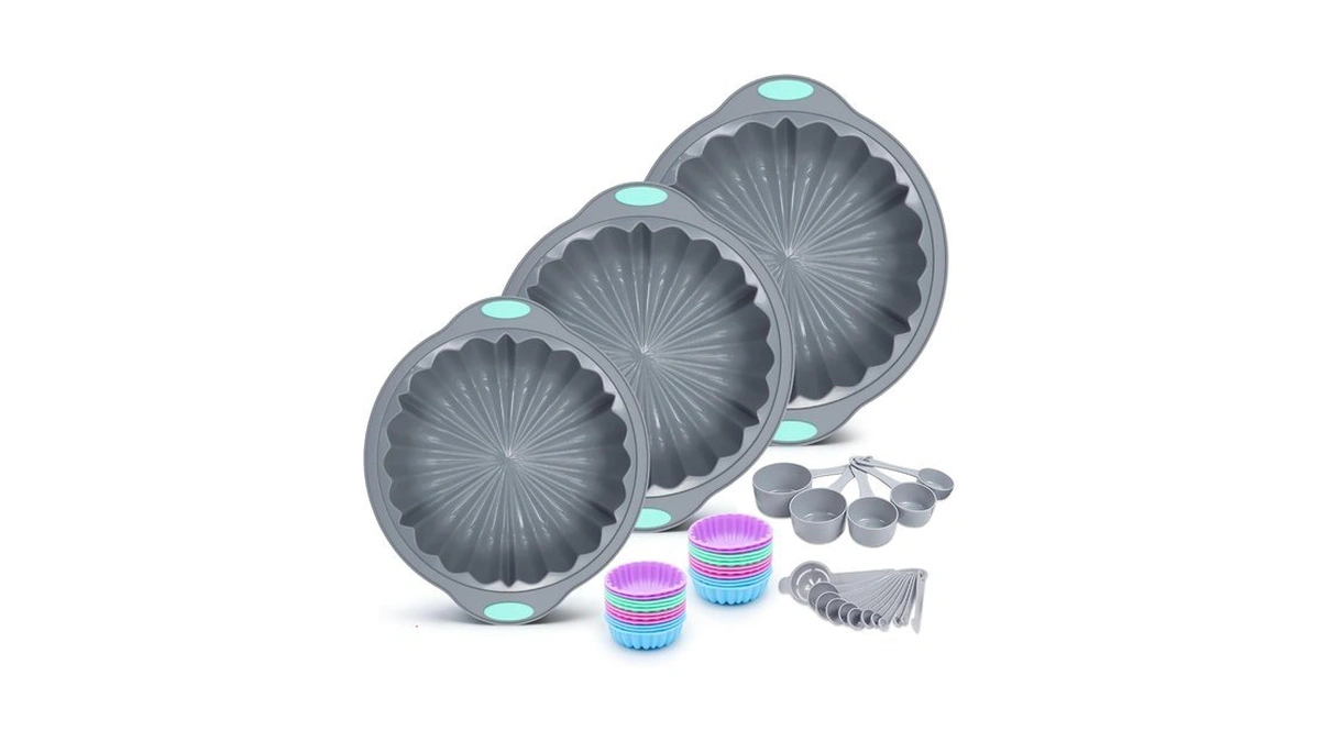 To Encounter 44 Pieces Silicone Round Cake Pans Set, 3
