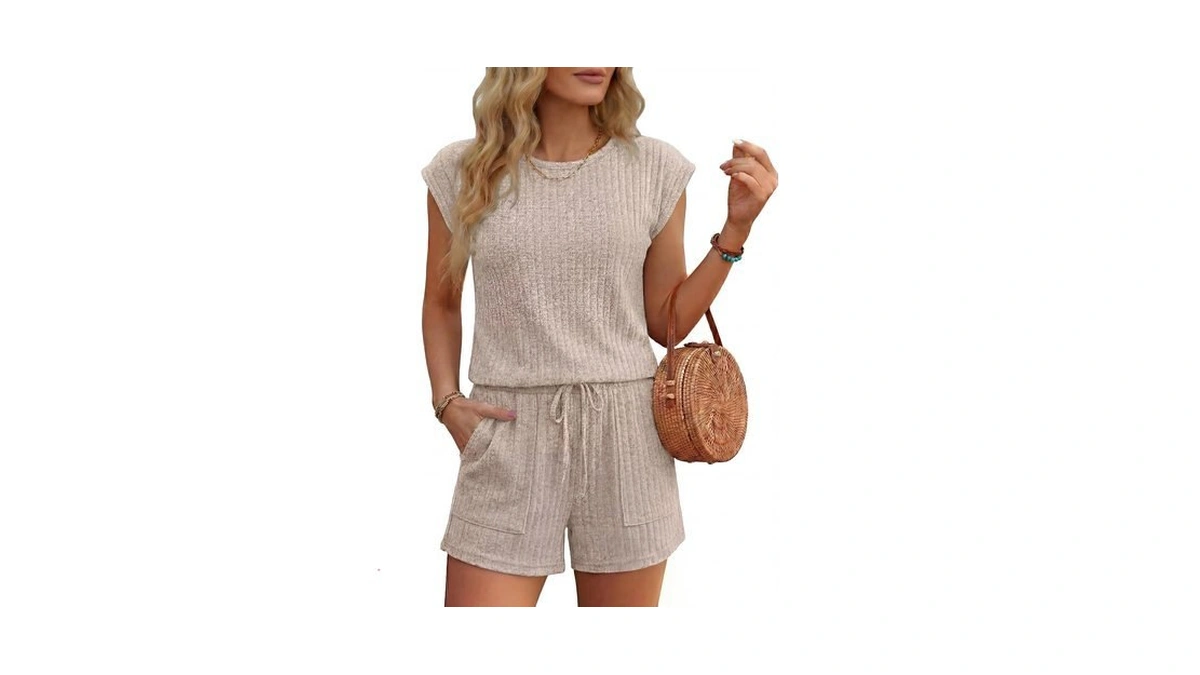 Ekouaer Rompers For Women Casual Cap Sleeve Dressy Short Pants
