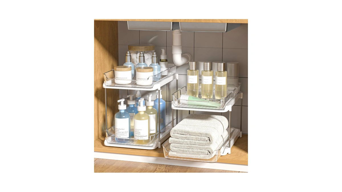 Delamu 2-tier Multi-purpose Bathroom Under Sink Organizers And Storage, Stackable