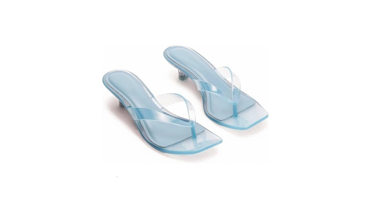 Agodor Jelly Thong Blue Heeled Sandals For Women,clear Flip Flop