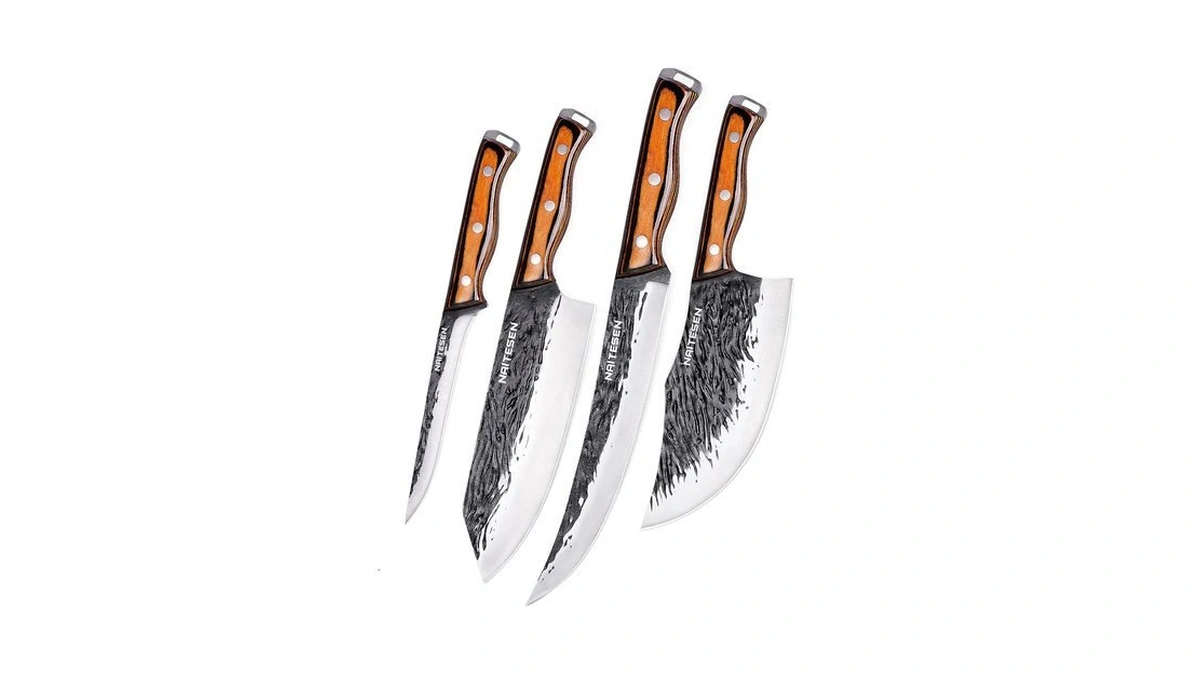 4pcs Hand Forged Butcher Knife Set, Kitchen Knives Gift For