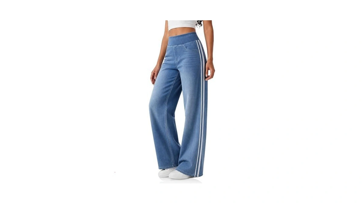 Cicy Bell Womens Pull On Jeans Wide Leg Stretchy Side