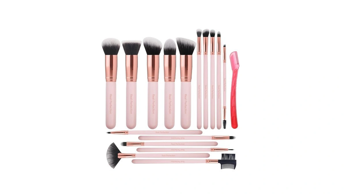 Real Perfection Makeup Brush Set 16 Pcs With 1 Eyebrow