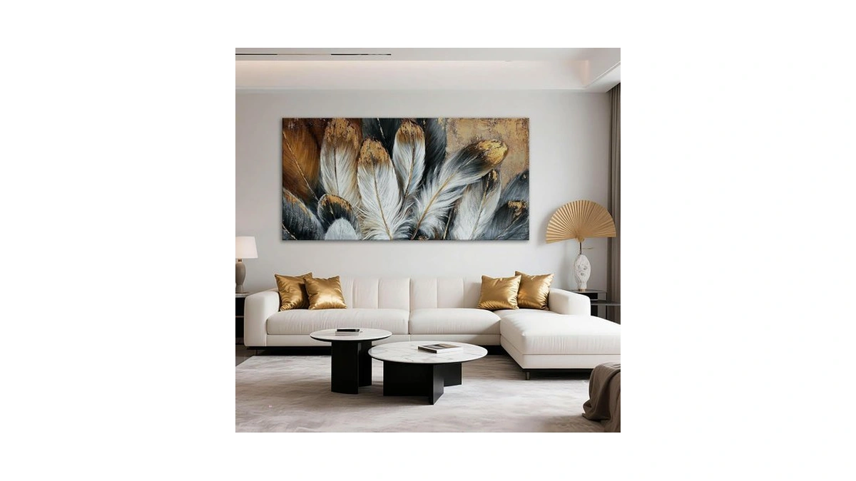 Feather Canvas Wall Art Modern Living Room Bedroom Wall Decoration