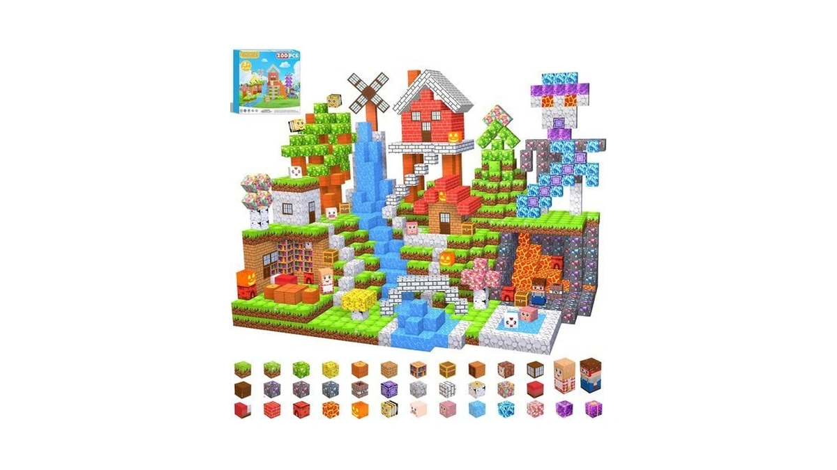Echoplan 200pcs Magnetic Blocks, Magnetic Building Blocks, Magnet Blocks Cubes,