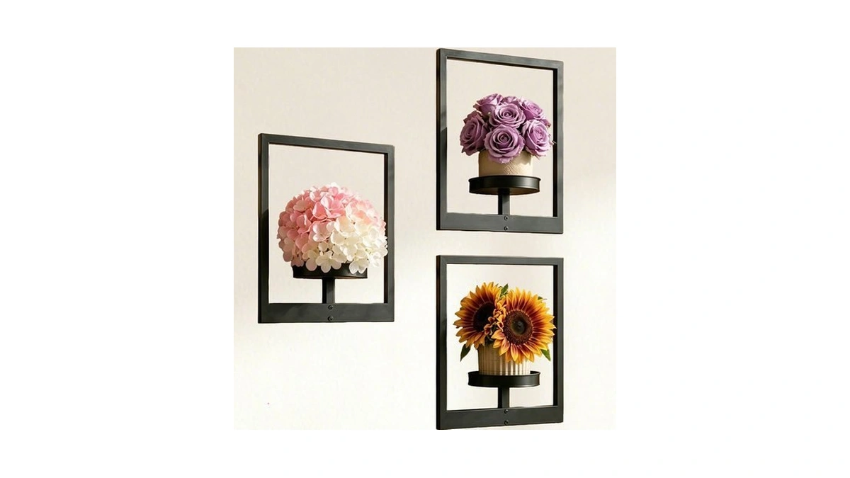 Mekpiwu 3 Pack Picture Frame Wall Planters, Black