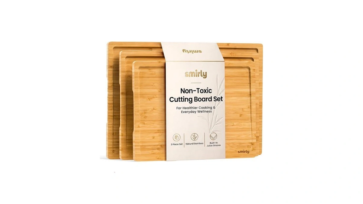 Smirly Wood Cutting Board - 3 Pack Cuttings Board For