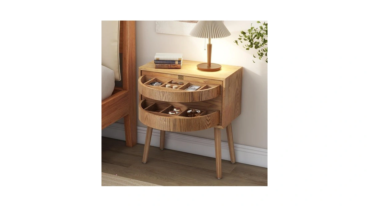 Christopher Knight Home Syndra Mid Century Modern Wood Nightstand, Rotating