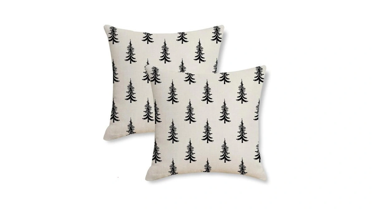 Byoneess Christmas Tree Pillow Covers 18x18 Set Of 2 Balck