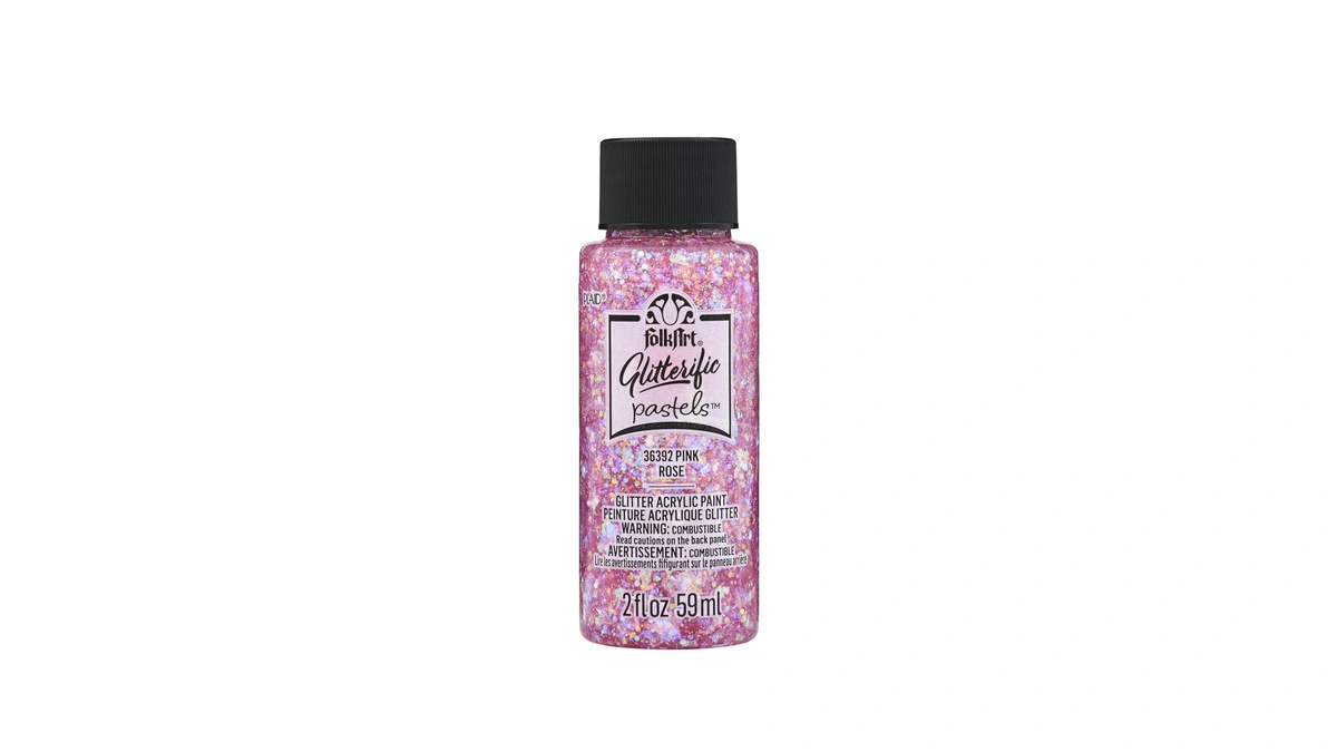 Folkart Glitterific Pastel Acrylic Craft Paint, Pink 2 Fl Oz