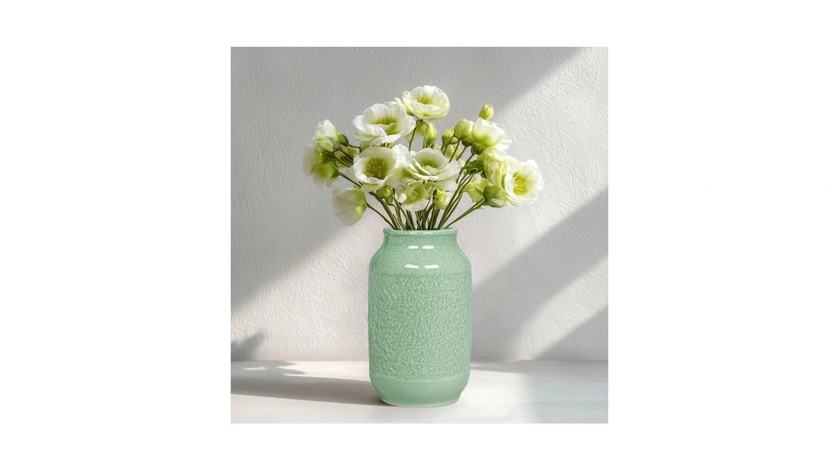 Wancetang Ceramic Vase, 9 Inch Modern Green Flower Vases For