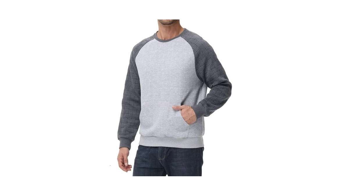 Pdbokew Men's Lightweight Sweatshirts With Kangaroo Pocket Relaxed Fit Crew