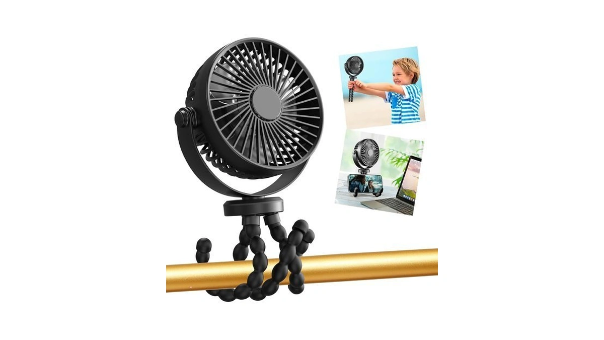 Snawowo Mini Portable Stroller Fan, 3000mah Battery Operated Personal