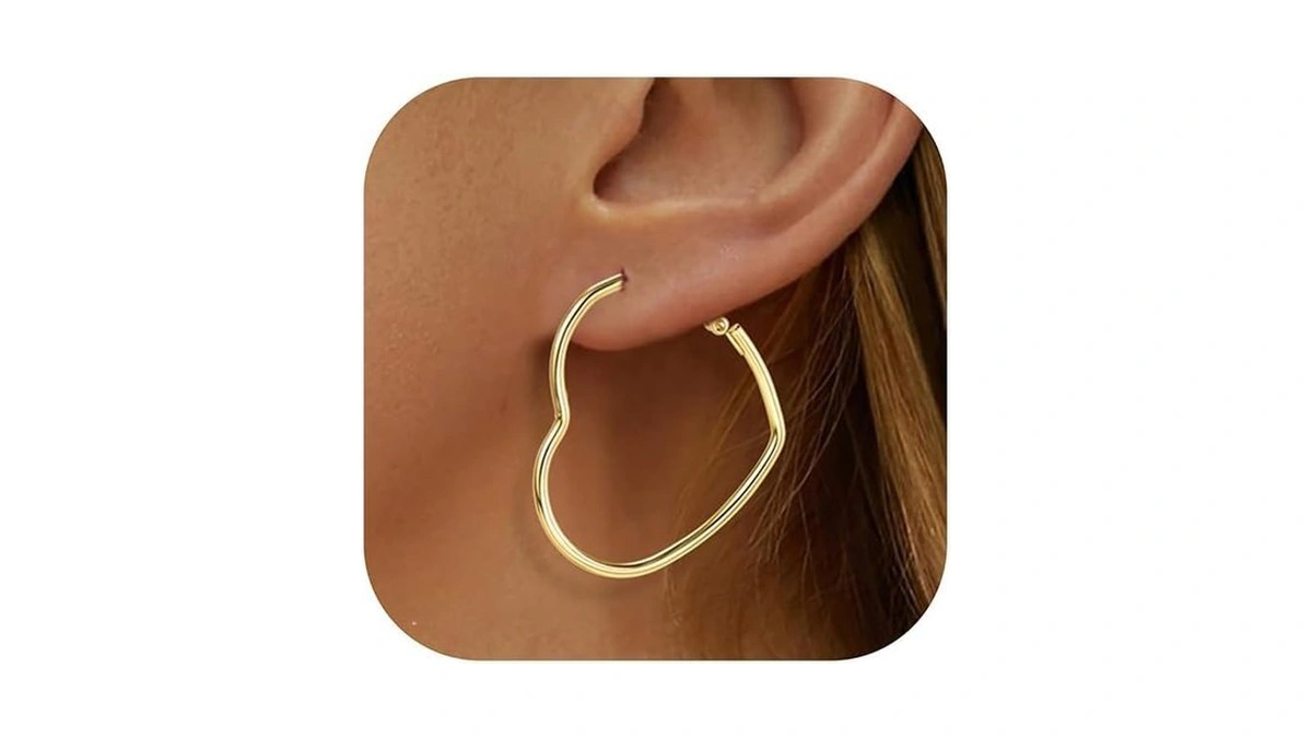Xiuqilai Stainless Steel Heart Earrings For Women, Hypoallergenic 14k Plated