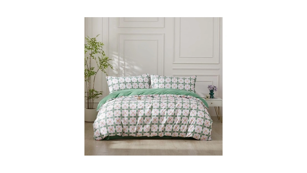 Saphreas King Boho Duvet Cover Green Paisley Bedding Set With