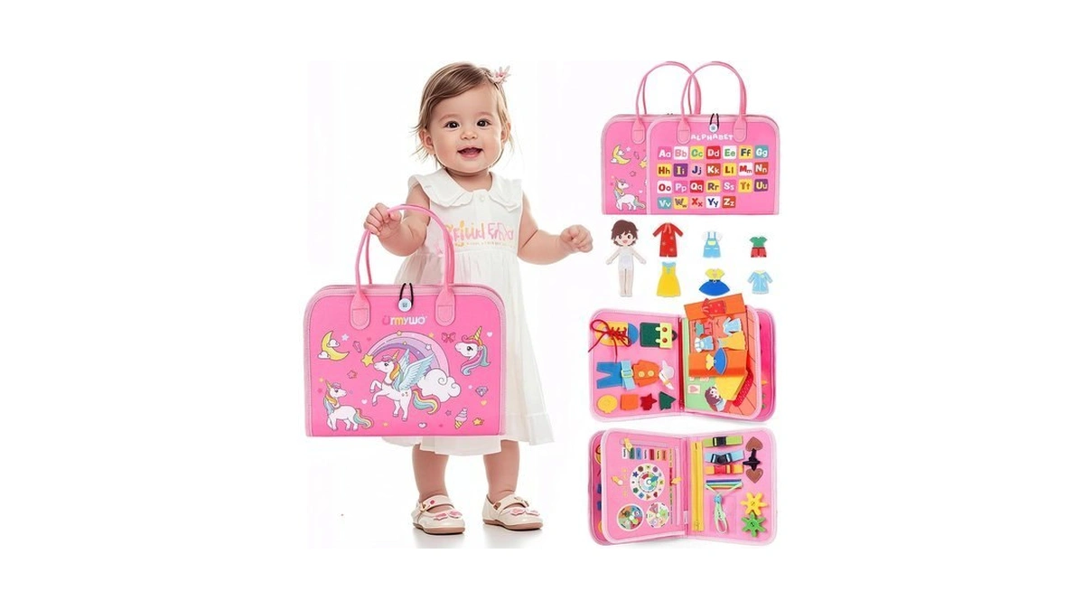Urmywo Toddler Busy Board - Busy Book Montessori Toys Ages