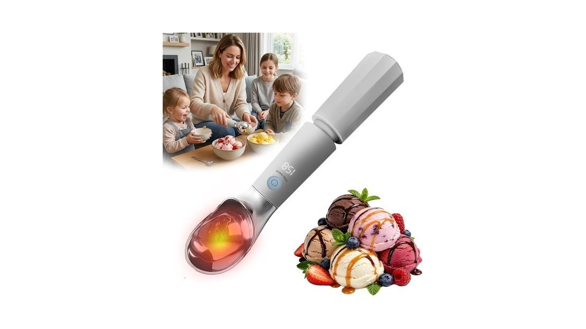Heated Ice Cream Scoop, Rechargeable Removable Battery, 30s Heat To