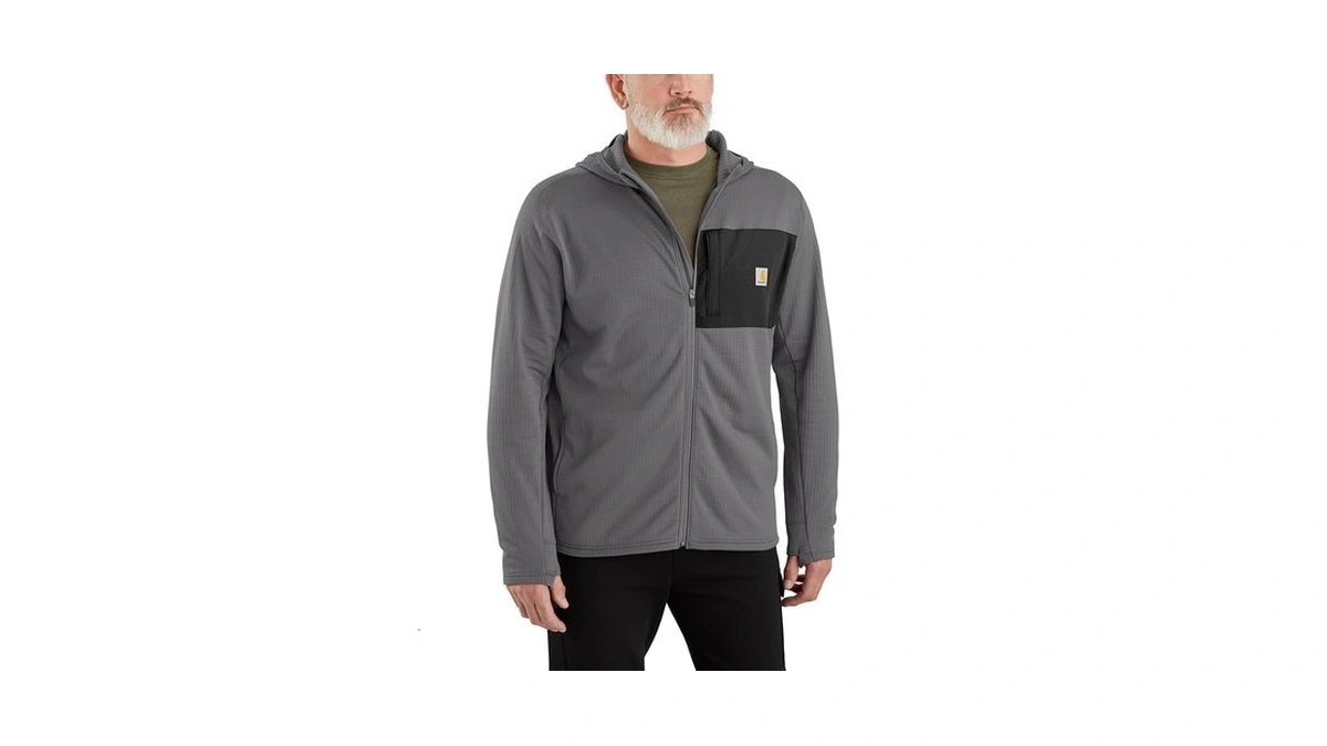 Carhartt Men's Force Relaxed Fit Full-zip Long-sleeve Hooded T-shirt, Steel,