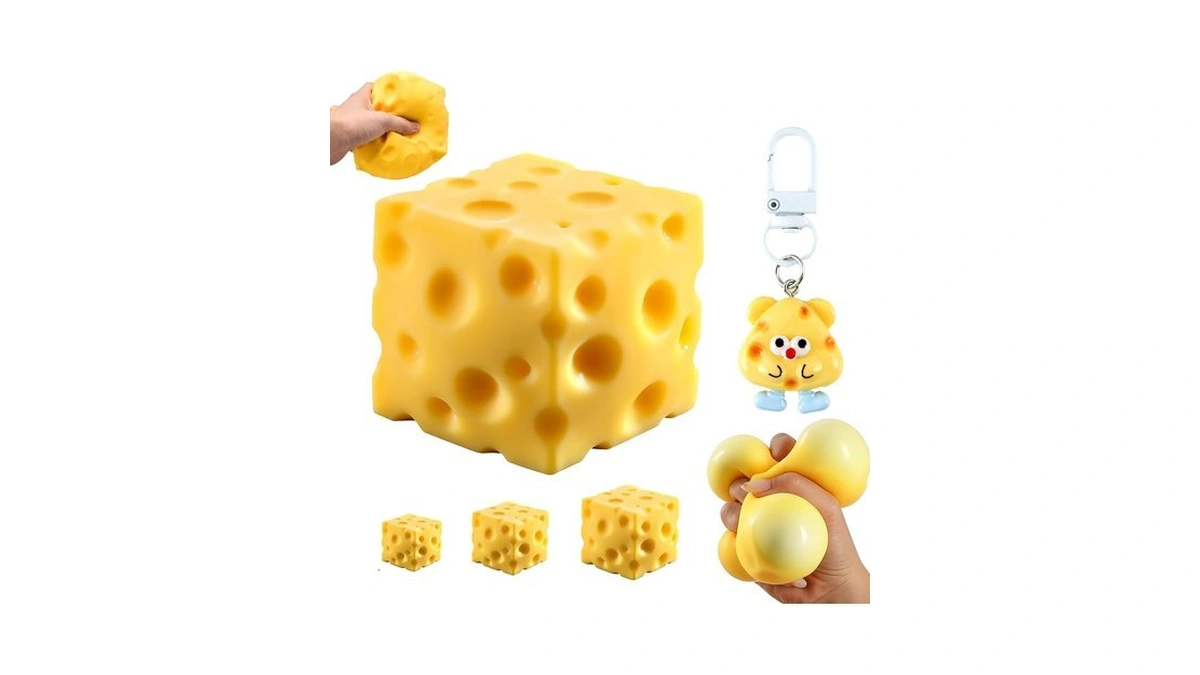Euhble Cheese Toy 2.2in Cheese Block Squeeze Toy