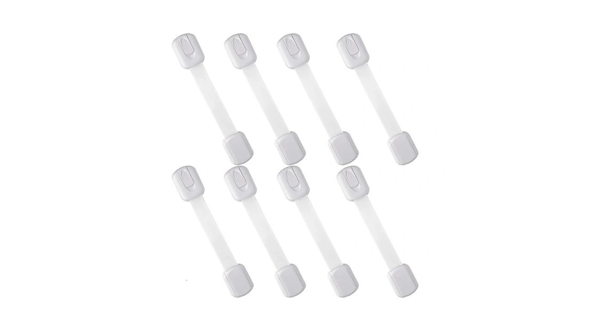 Skyward 8-pack Baby Safety Cabinet Locks, White, Adjustable, Drill-free