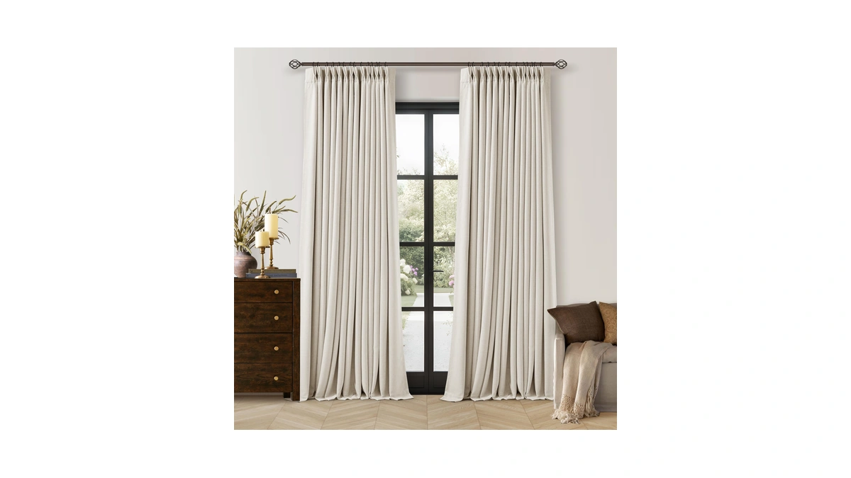 Twodrapes Inch Pinch Pleated Blackout Linen C...