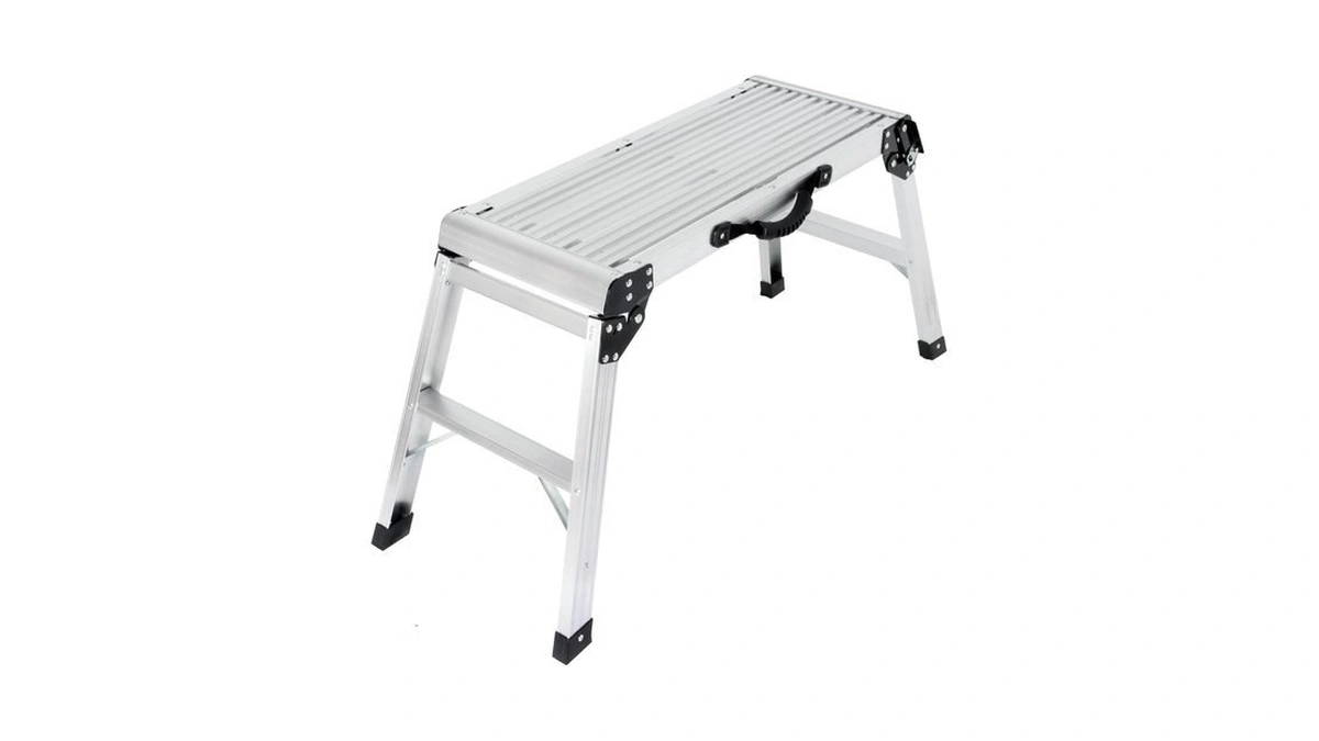 Leadallway Aluminum Work Platform Step Ladder, Silver