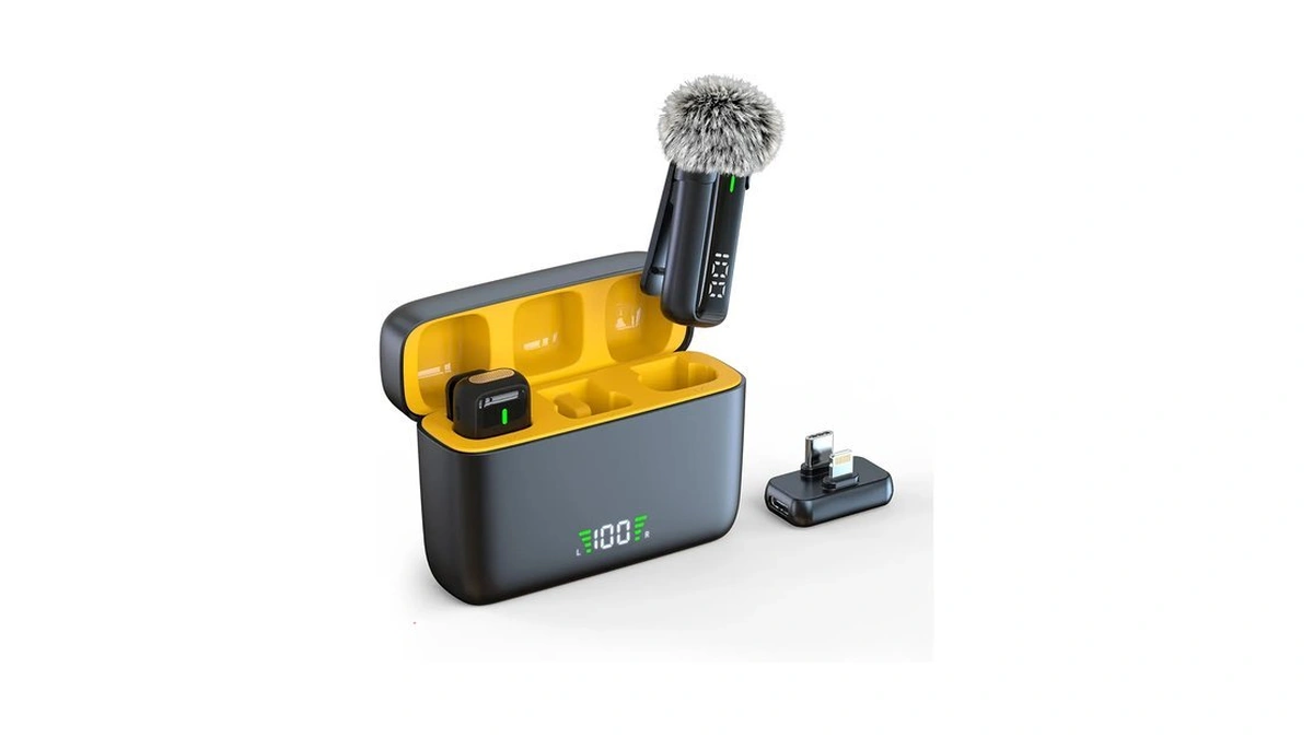 Ouwealy 2 In 1 Wireless Lavalier Microphone For Iphone Android
