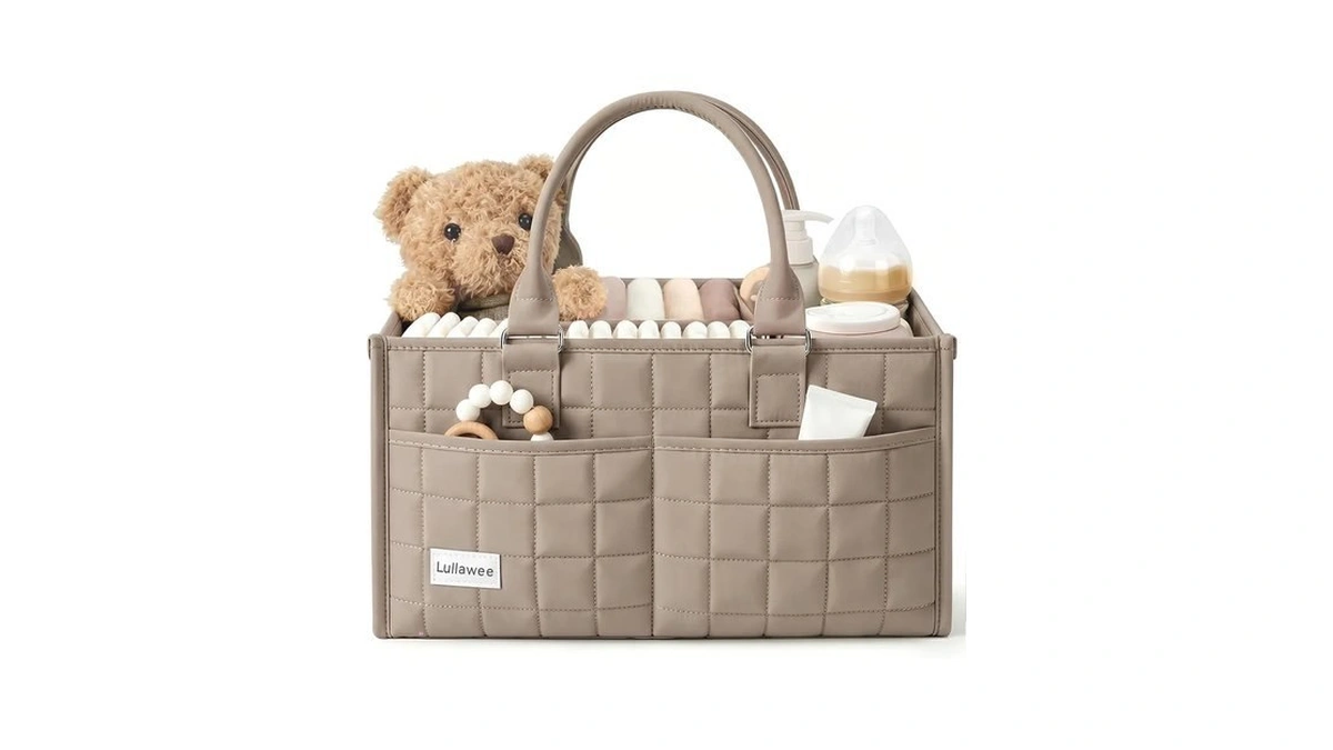 Baby Diaper Caddy Organizer, Portable Nursery Storage Basket With Handle