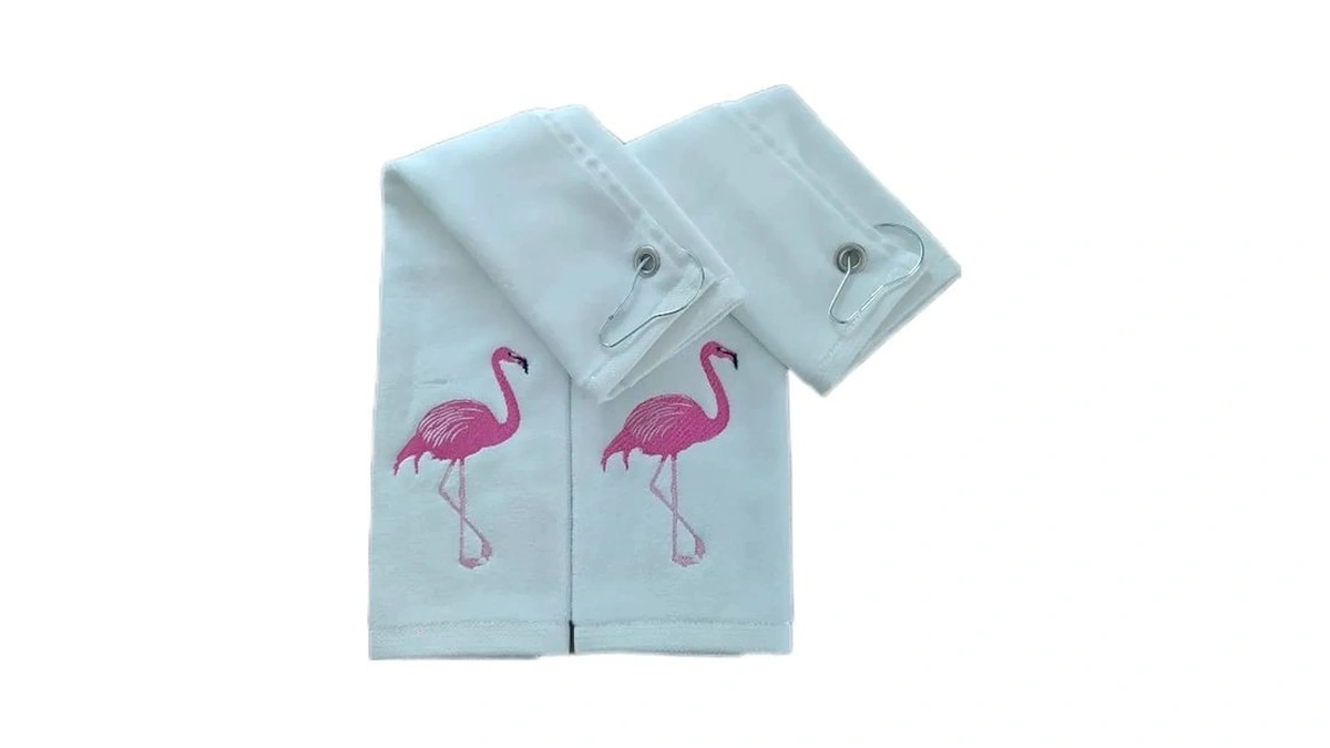 Pink Flamingo Golf Towel, Absorbent Water0 Turkish Cotton Golf Towel