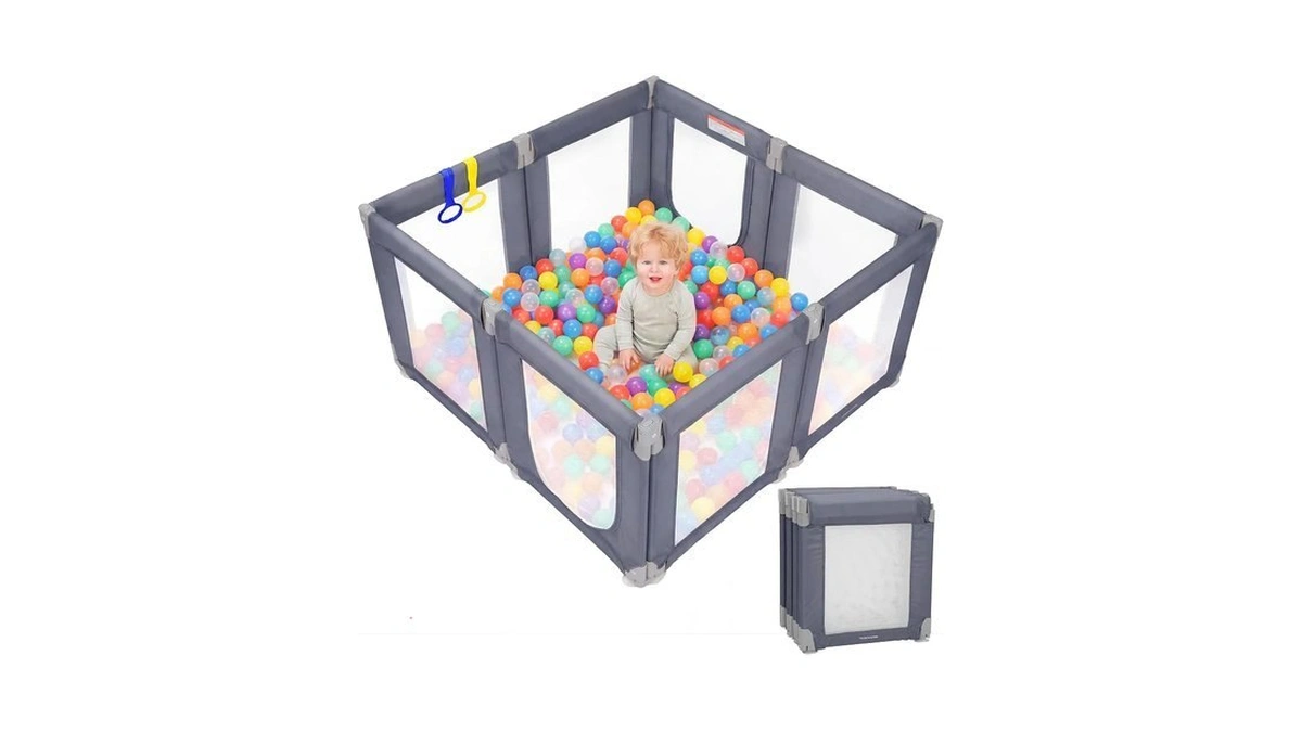 Foldable Baby Playpen, 47"×49" Collapsible Play Pen For Babies Toddlers,