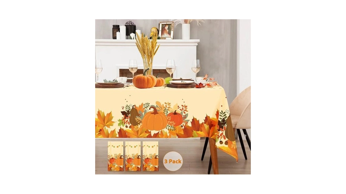 Alitake 3-pack Thanksgiving Tablecloth Fall Tablecloths - Thanksgiving Tablecloth Disposable