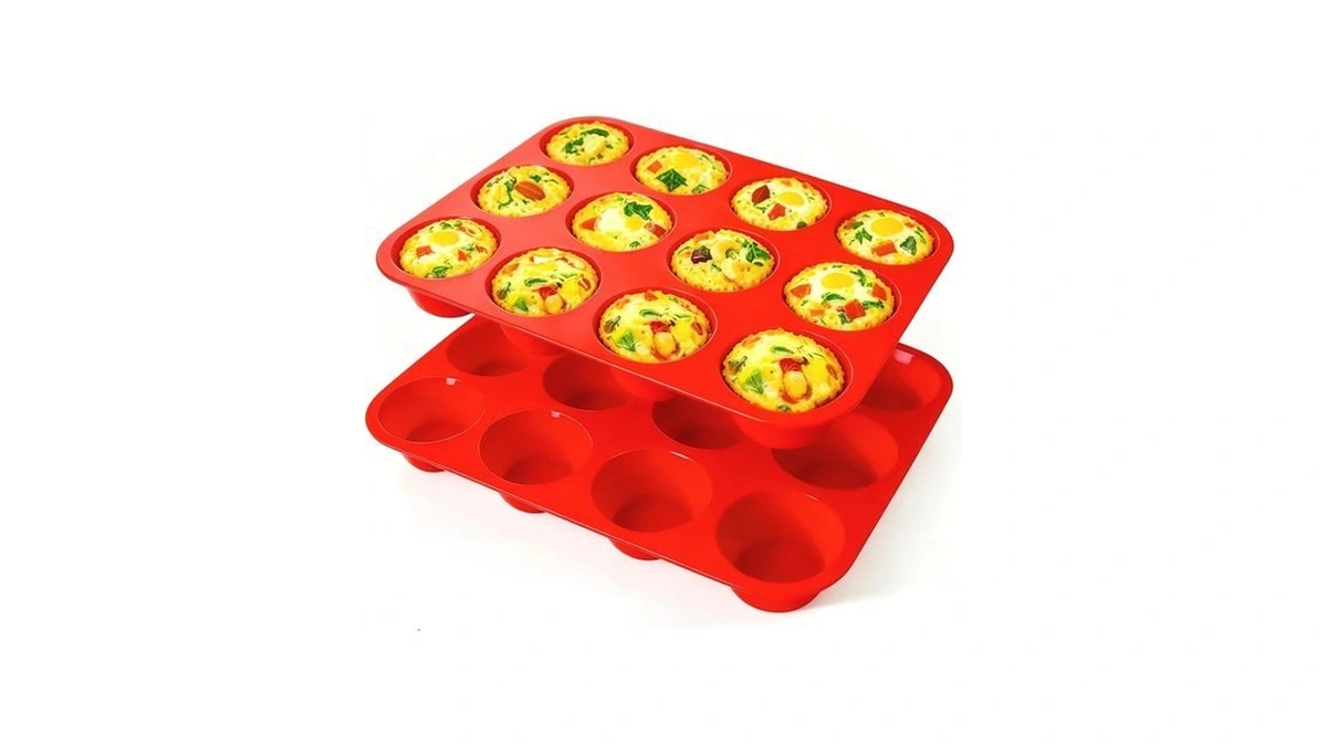 Ruinovate Silicone Mold For Baking, 12 Cup Nonstick Muffin Pan