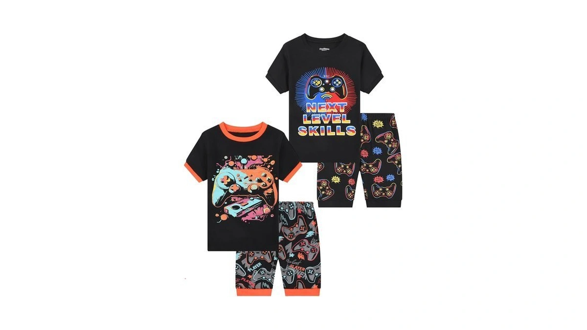 Benaive Boys Summer Pajamas 4 Pieces Kids Pajama Shorts Toddler