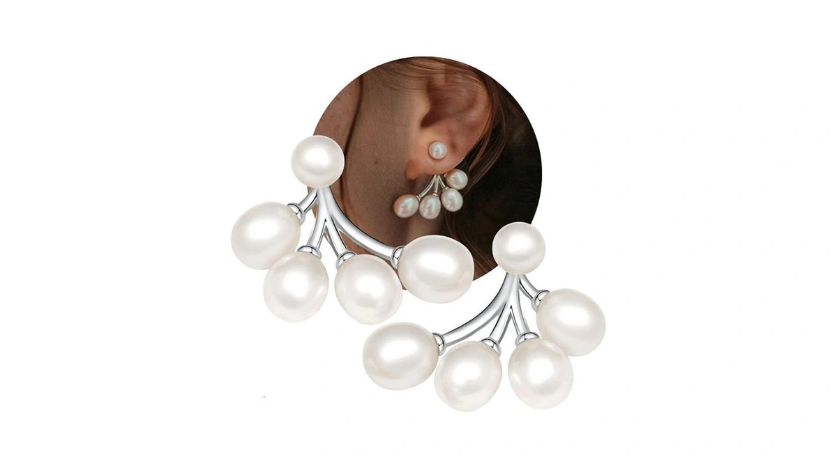 Noir Horse Real Freshwater Pearl Dangle Silver Earrings - Statement