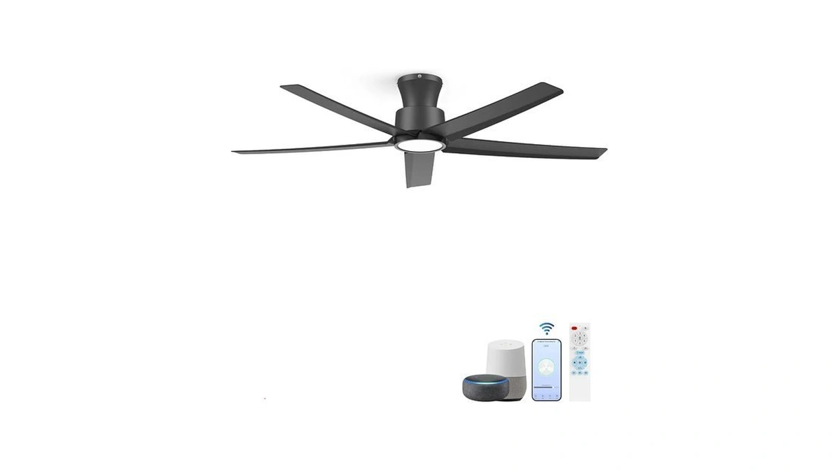 Ocioc 52 Inch Smart Black Ceiling Fan Compatible With App/alexa/google