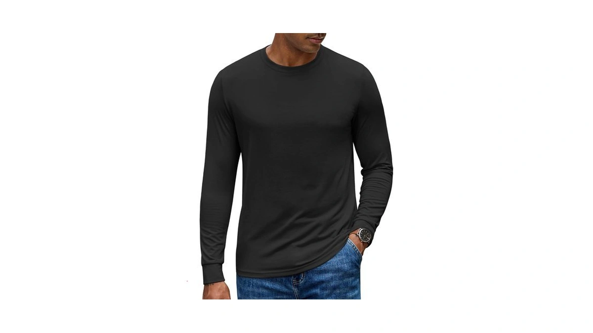 Coofandy Men Long Sleeve Tee Shirts Crew Neck