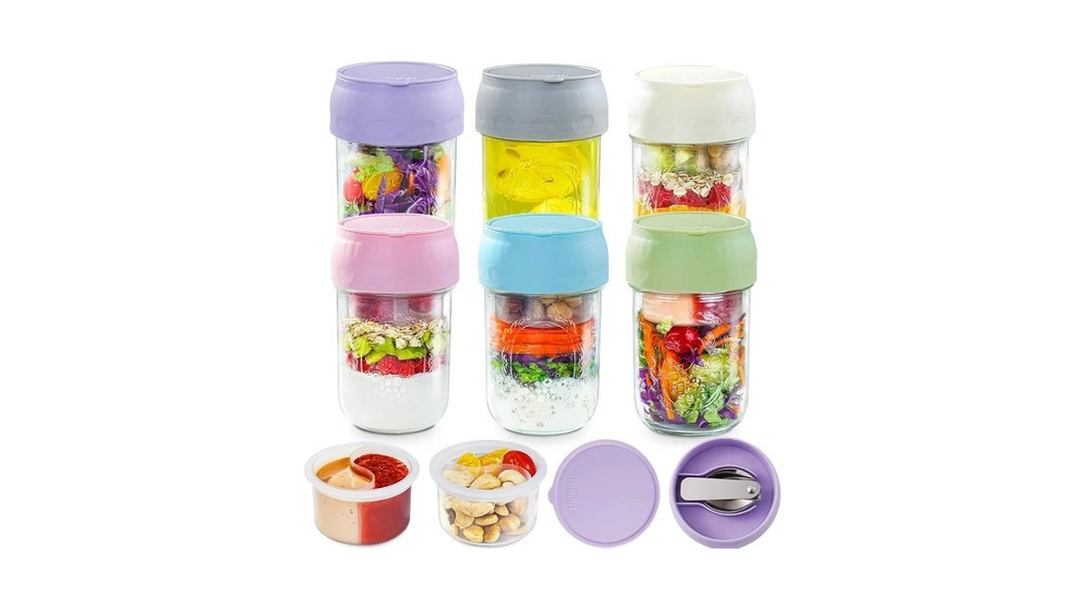 Miuyhji 6 Pack Overnight Oats Containers With Lids, Jars For