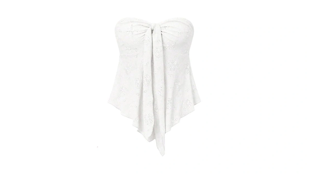 Oyoangle Women's Bow Tie Front Tube Top Strapless Summer Going